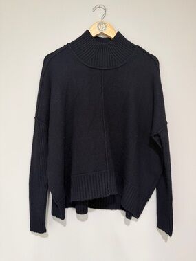 Anthropologie Black Ribbed Mock-Neck Sweater